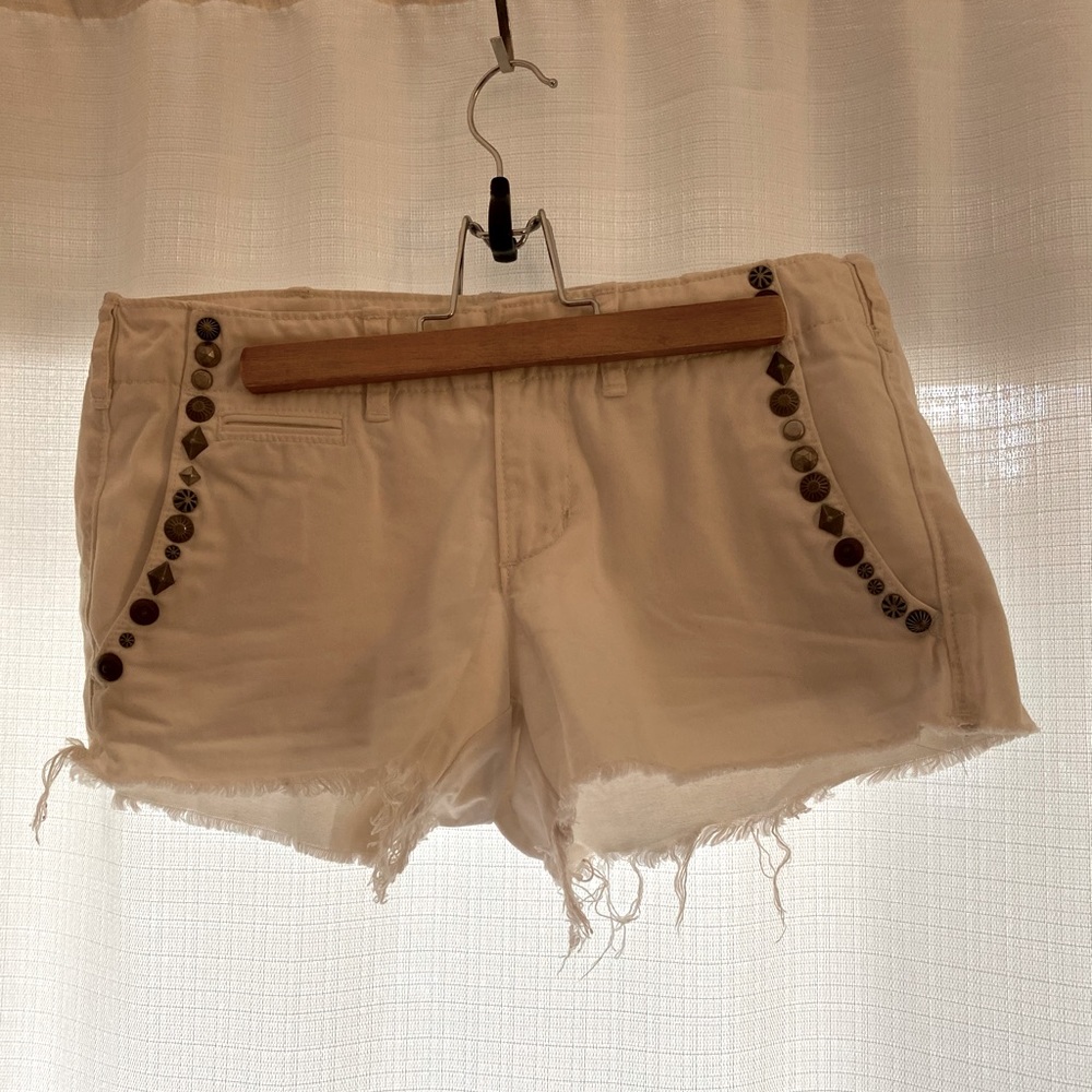 White RL Denim & Supply women’s shorts with studs
